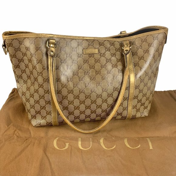 Gucci Handbags - Gucci Gold Monogram Tote Bag